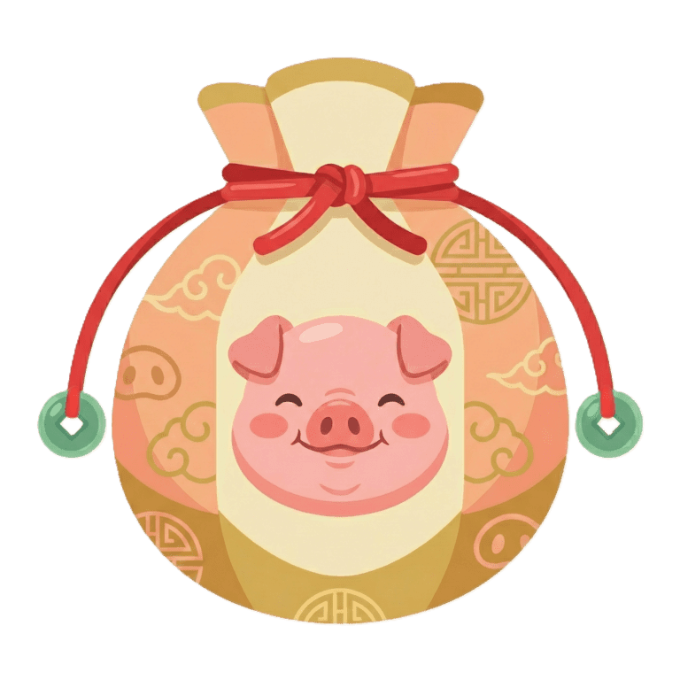 Korean Zodiac Pig Lucky Bag Illustration (Bokjumeoni) for 2026 Horoscope