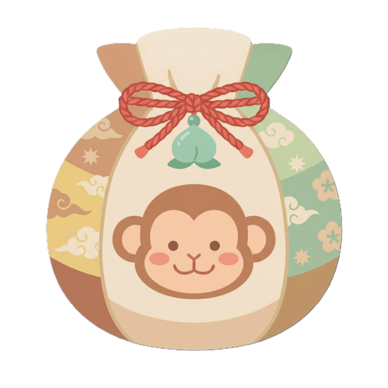 Korean Zodiac Monkey Lucky Bag Illustration (Bokjumeoni) for 2026 Horoscope